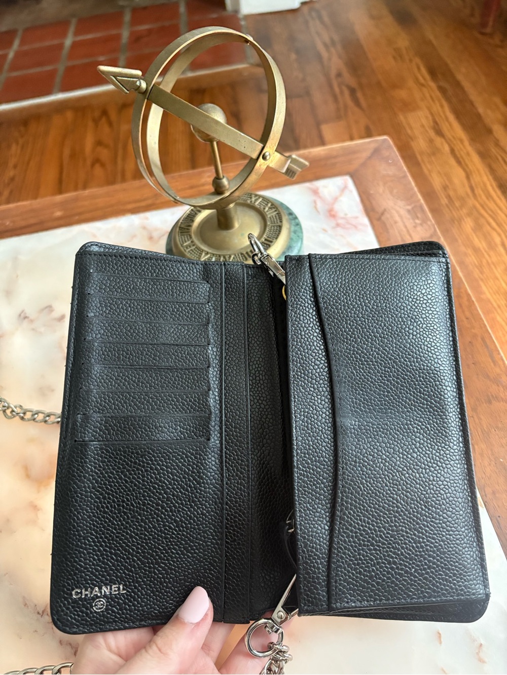 CHANEL Black Silver Hardware Quilted Caviar Leather Chain Crossbody Bag | WOC - Picture 8 of 12